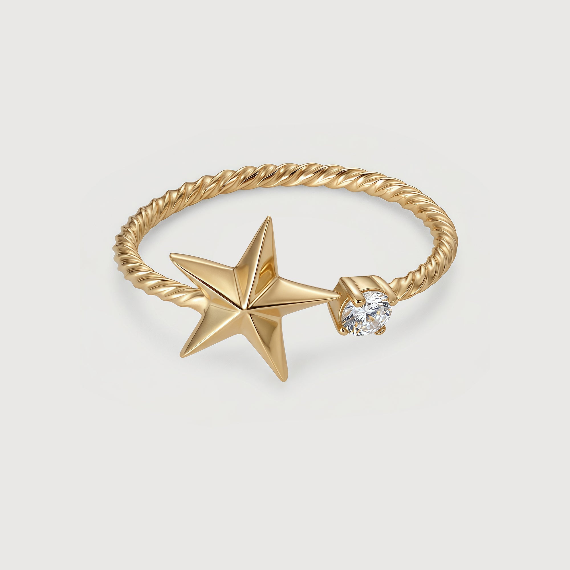18K Gold-Plated S925 Star Zircon Open Ring