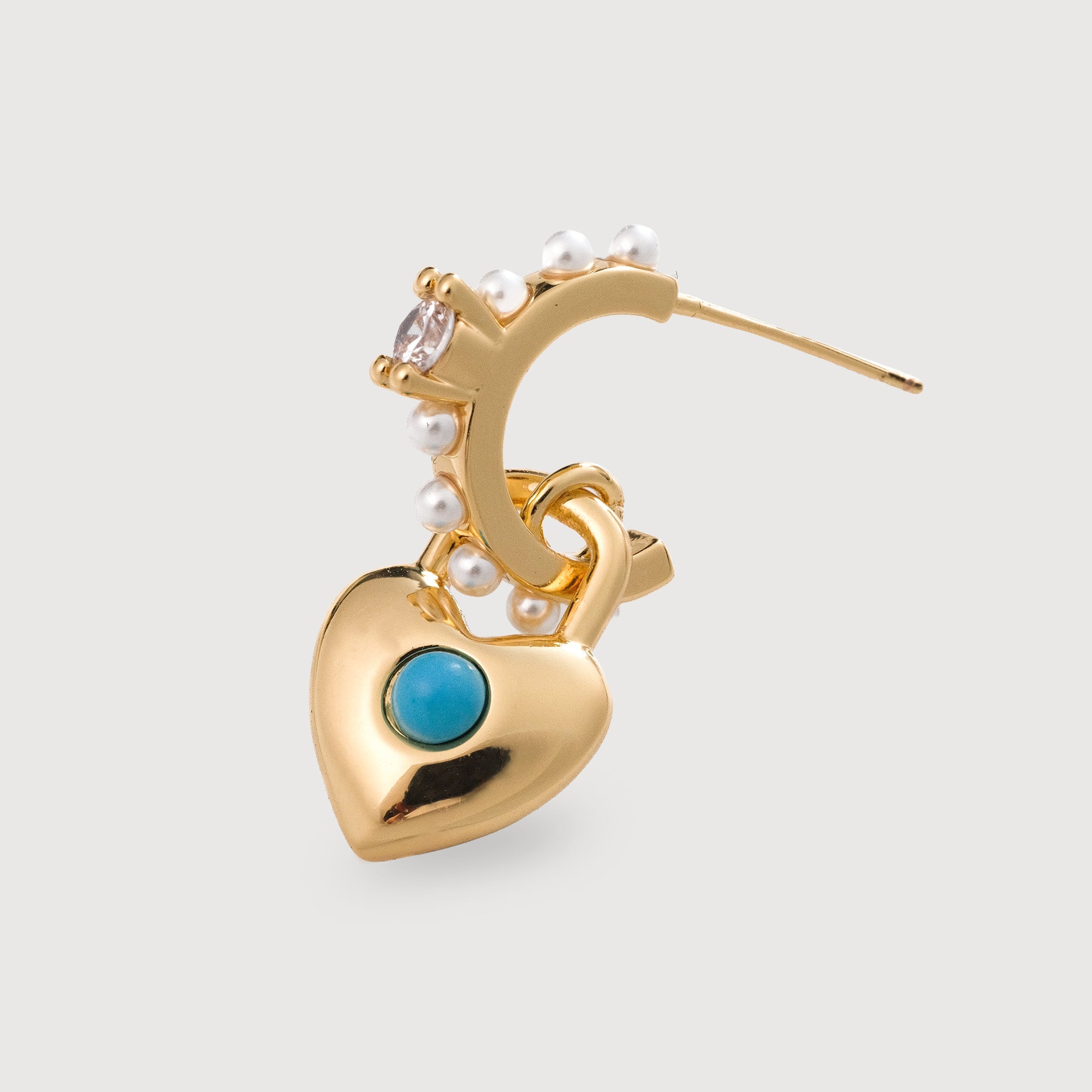 Blue Heart Charm Beaded Stud Earrings