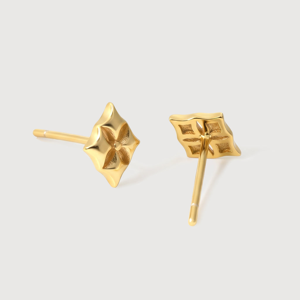 Floral Star Sterling Silver Stud Earrings
