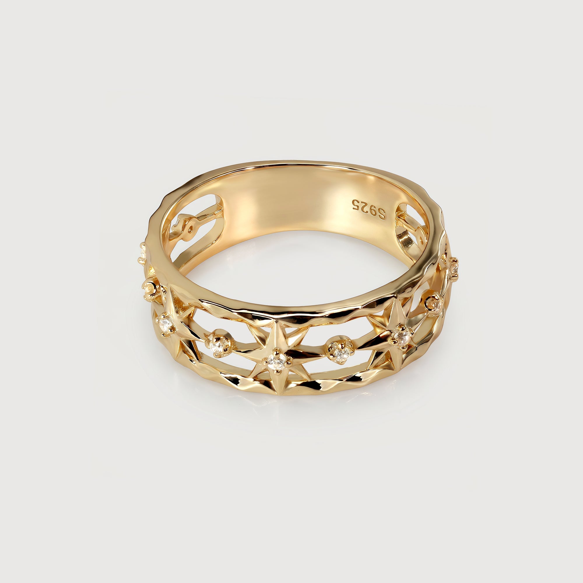 18K Gold-Plated S925 Openwork Star Ring