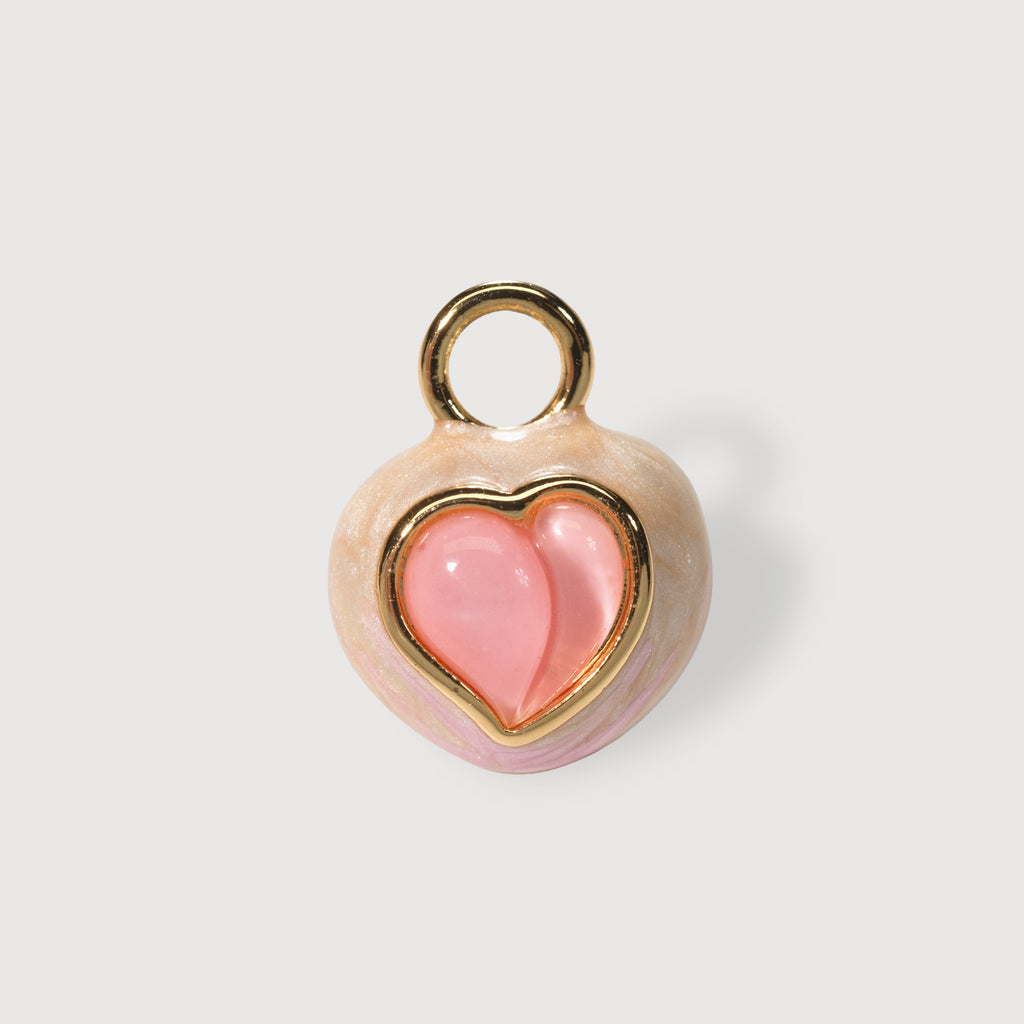 Pink Heart Charm Pavé Hoop Earrings