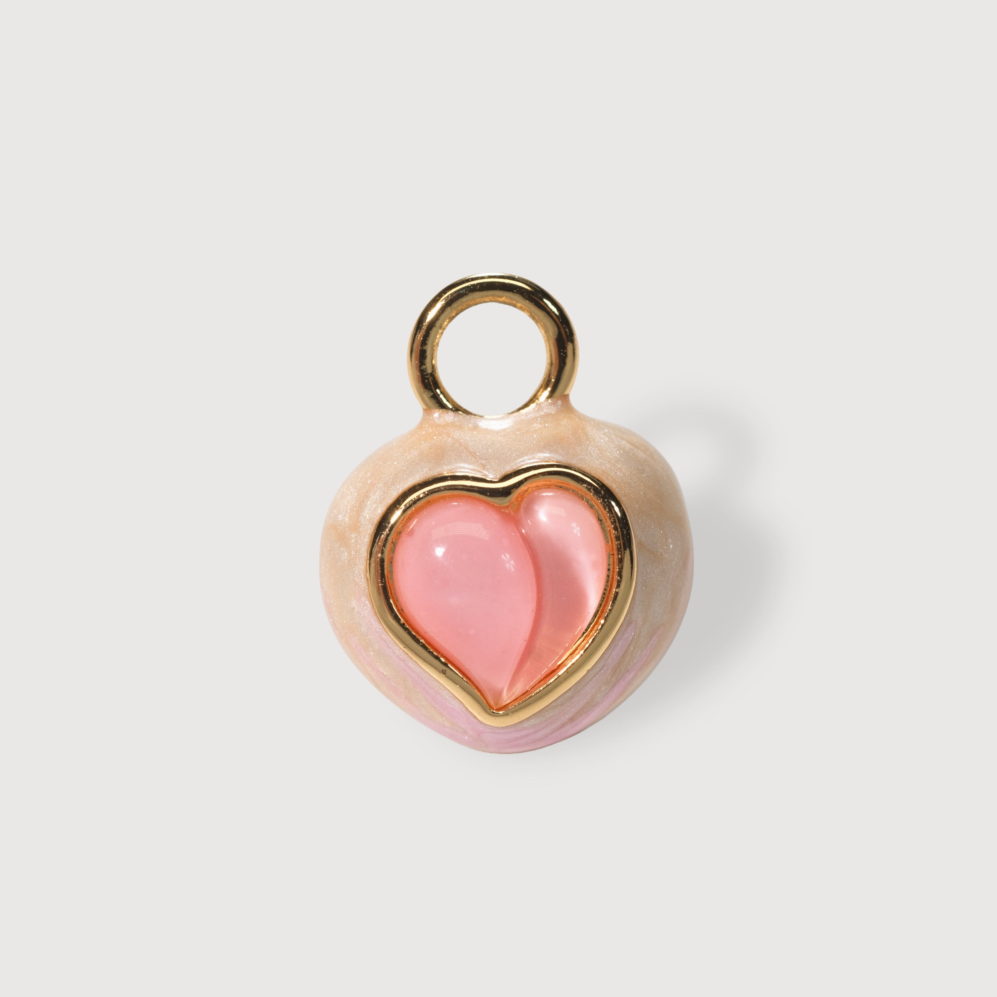 Pink Heart Charm Pavé Hoop Earrings