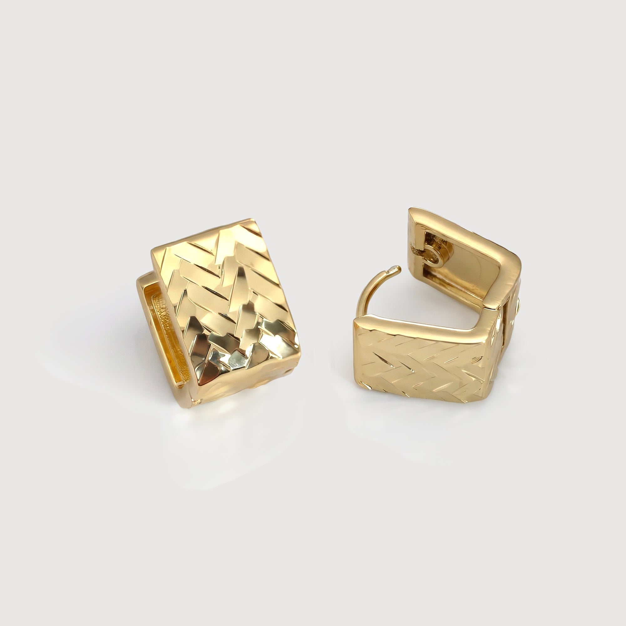 Woven Texture Rectangular Huggie Earrings