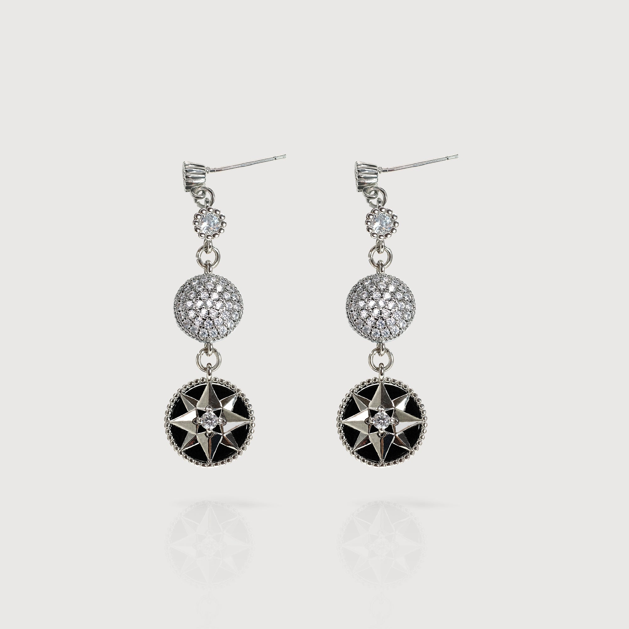 Silver-Tone Star Medallion Drop Earrings