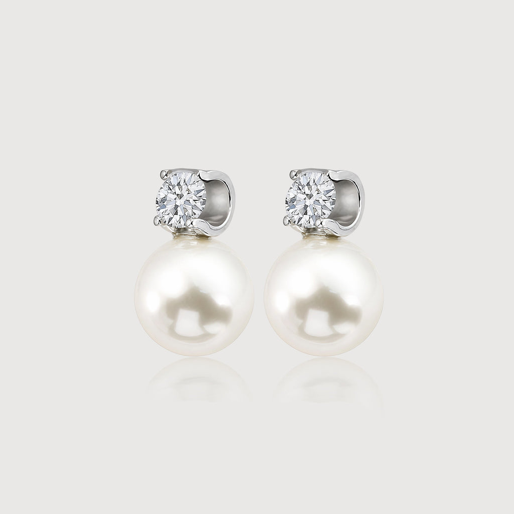 Zircon Pearl Drop Stud Earrings