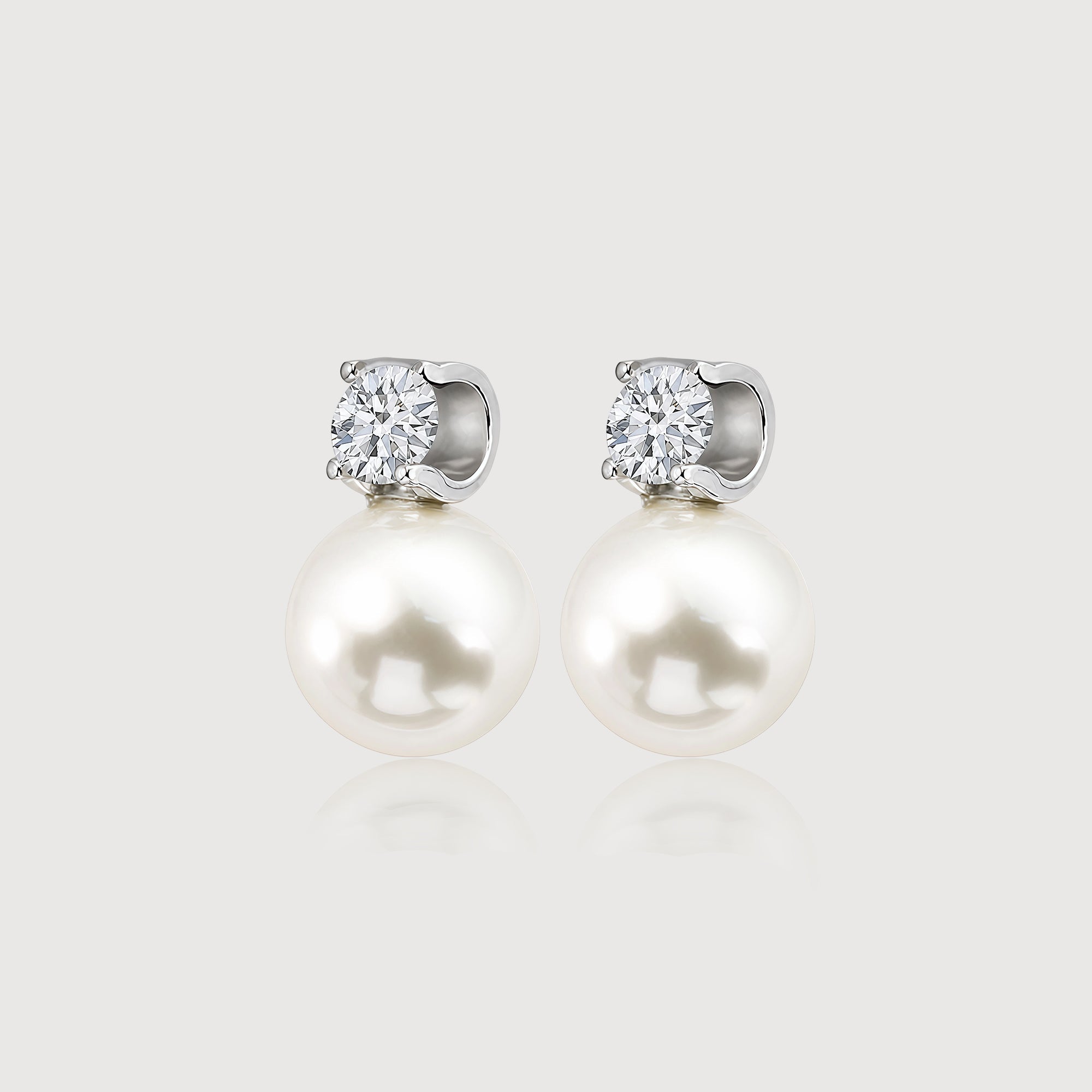 Zircon Pearl Drop Stud Earrings