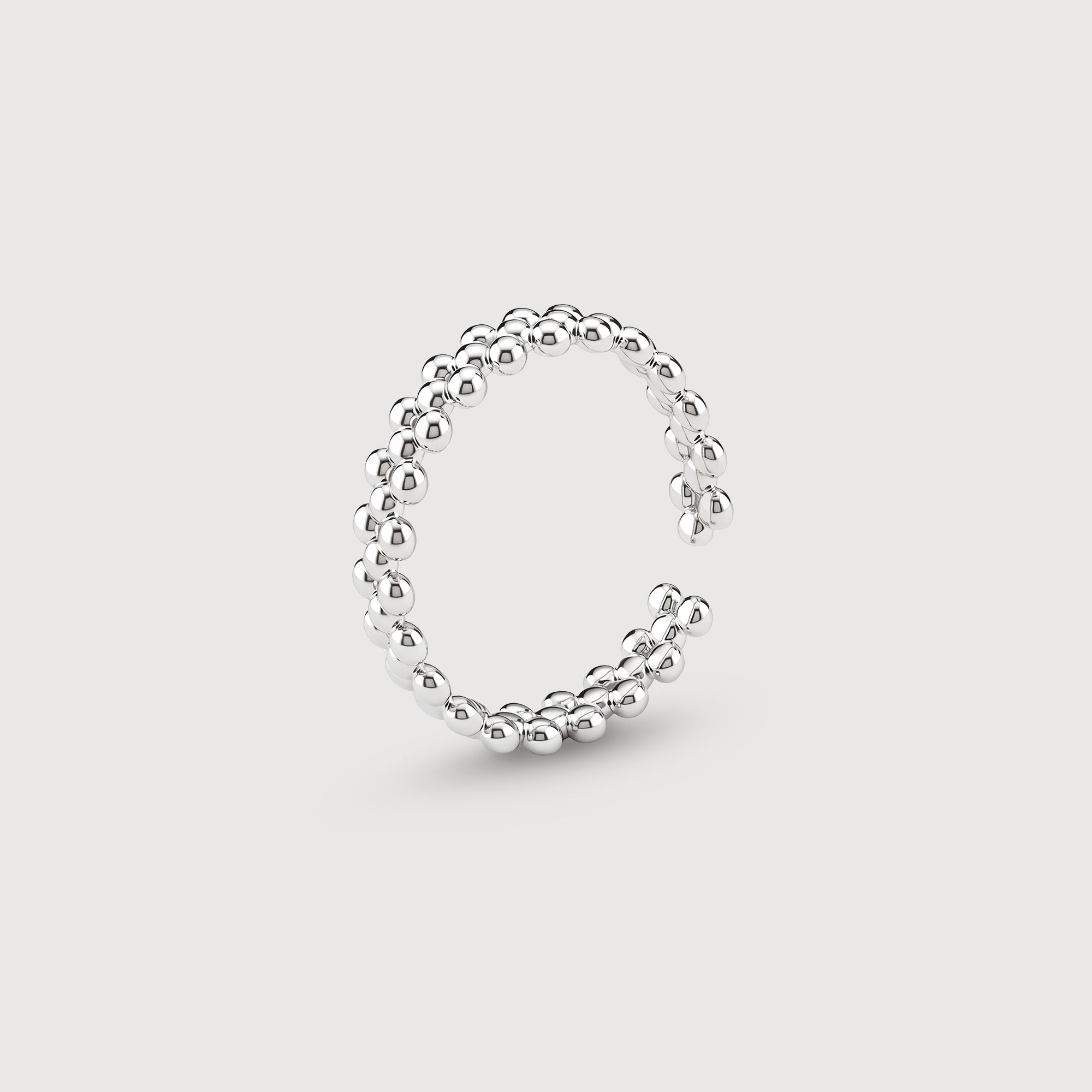 S999 Silver Beaded Open Adjustable Ring