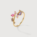18K Gold-Plated S925 Floral Zircon Open Ring