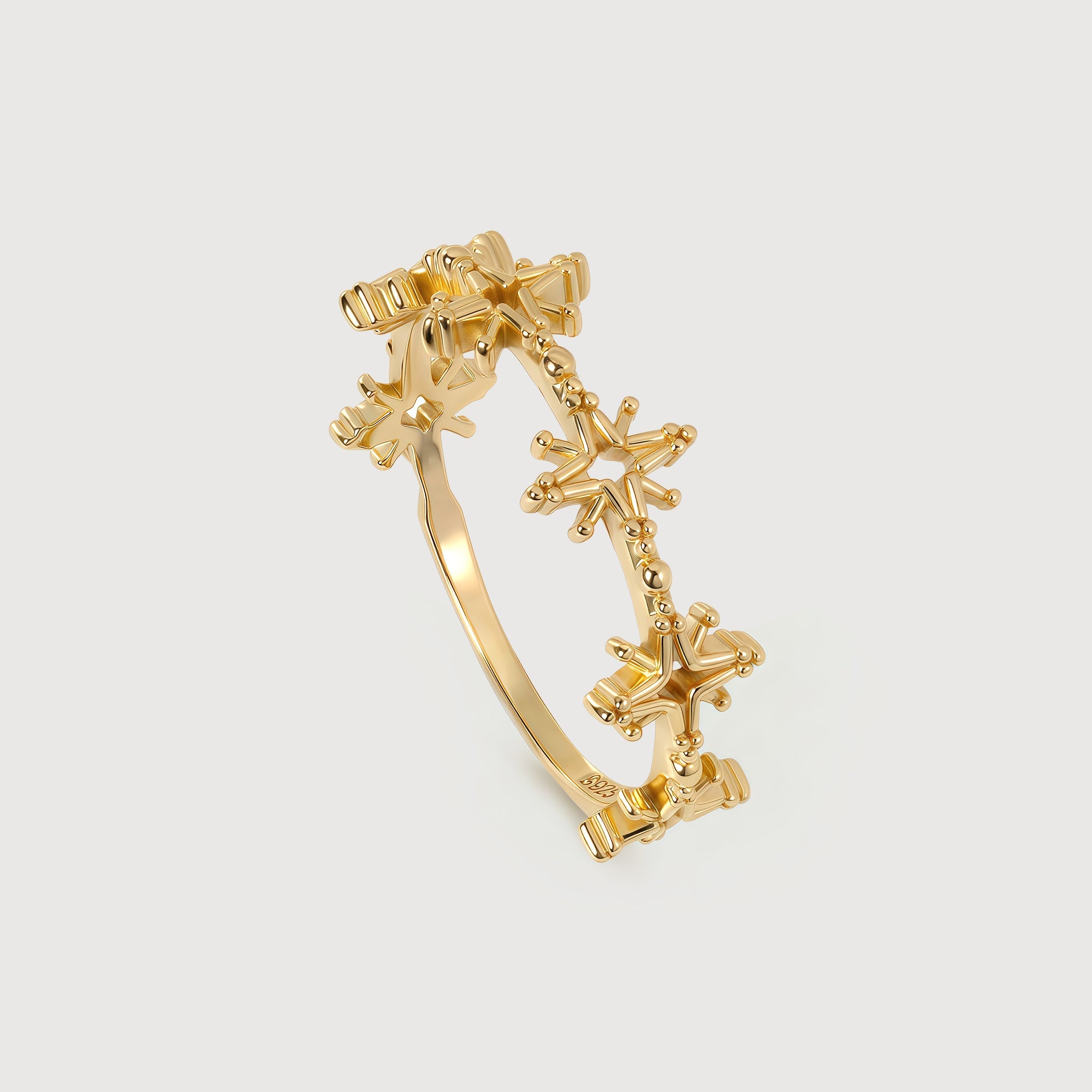 Celestial Motif Gold-Plated S925 Adjustable Ring