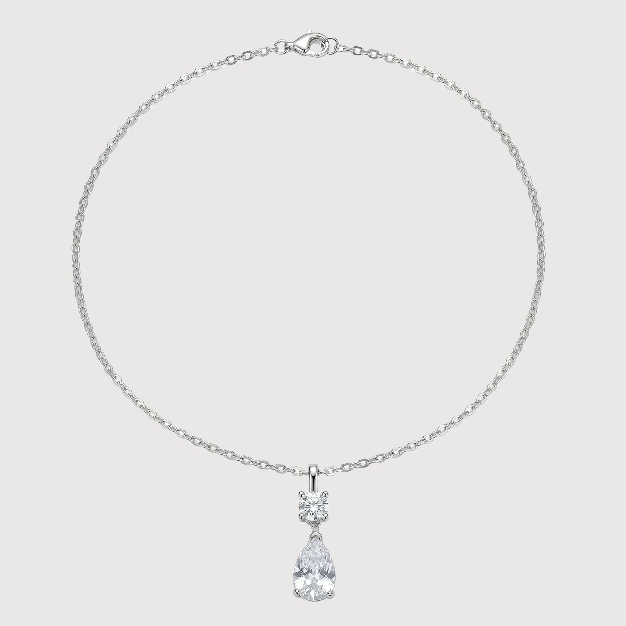 S925 Silver Round & Pear Necklace