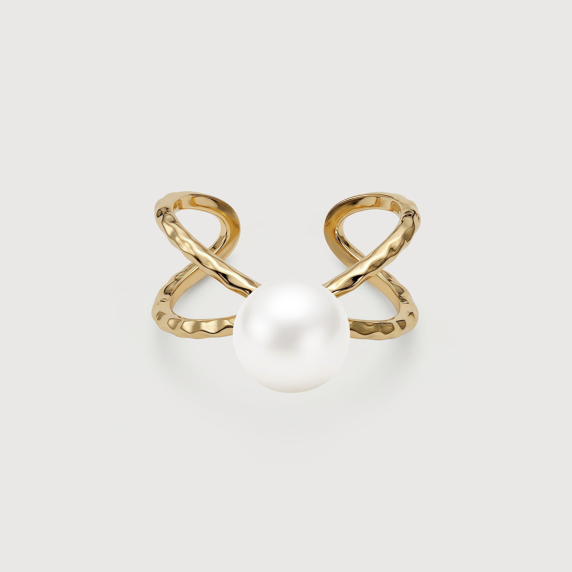 S925 Gold Plated Pearl Adjustable Open Ring