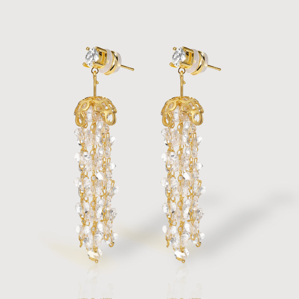 Zircon Cluster Tassel Drop Earrings
