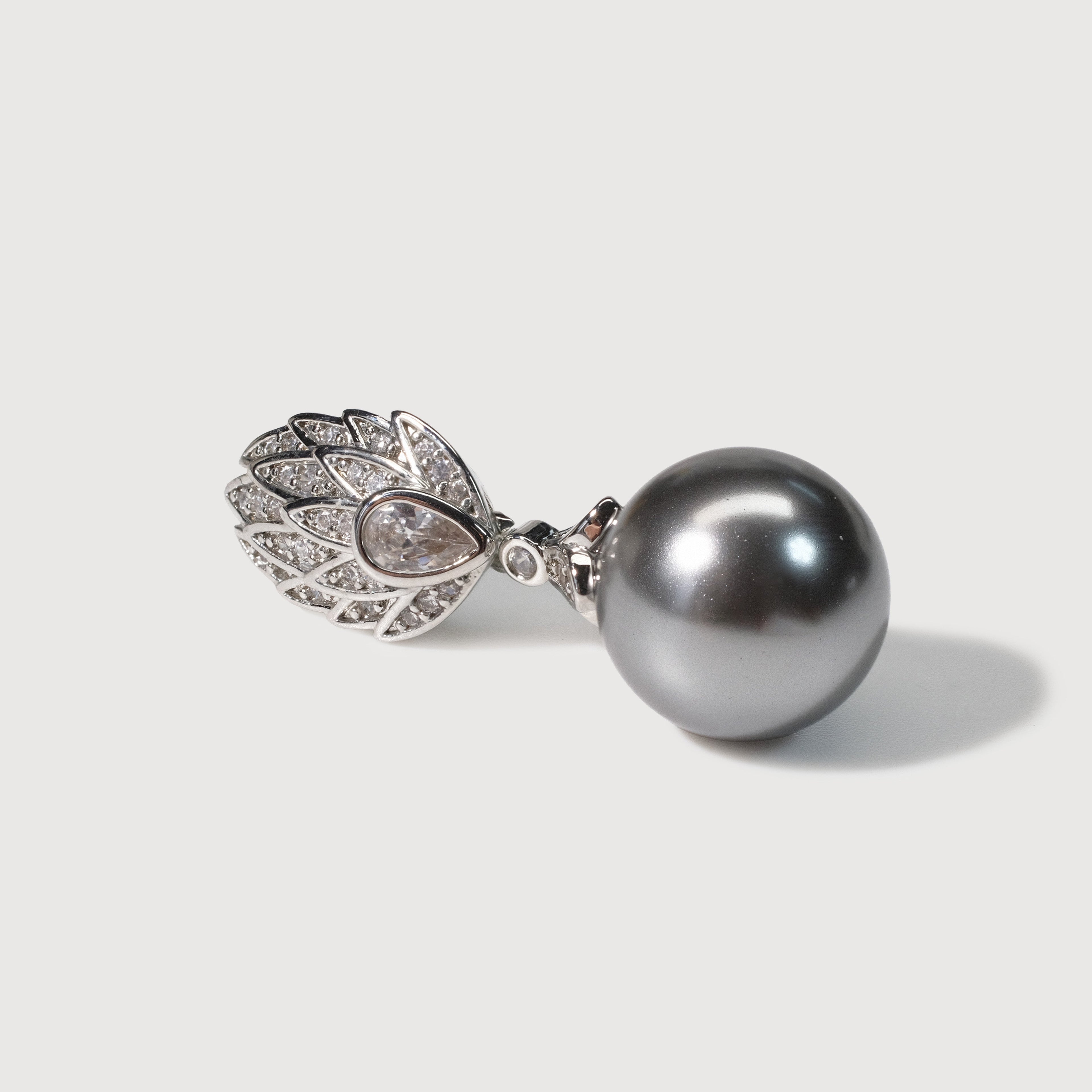 Silver-Tone Pearl Scroll Drop Earrings