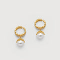 Ornate Hoop Pearl Drop Earrings