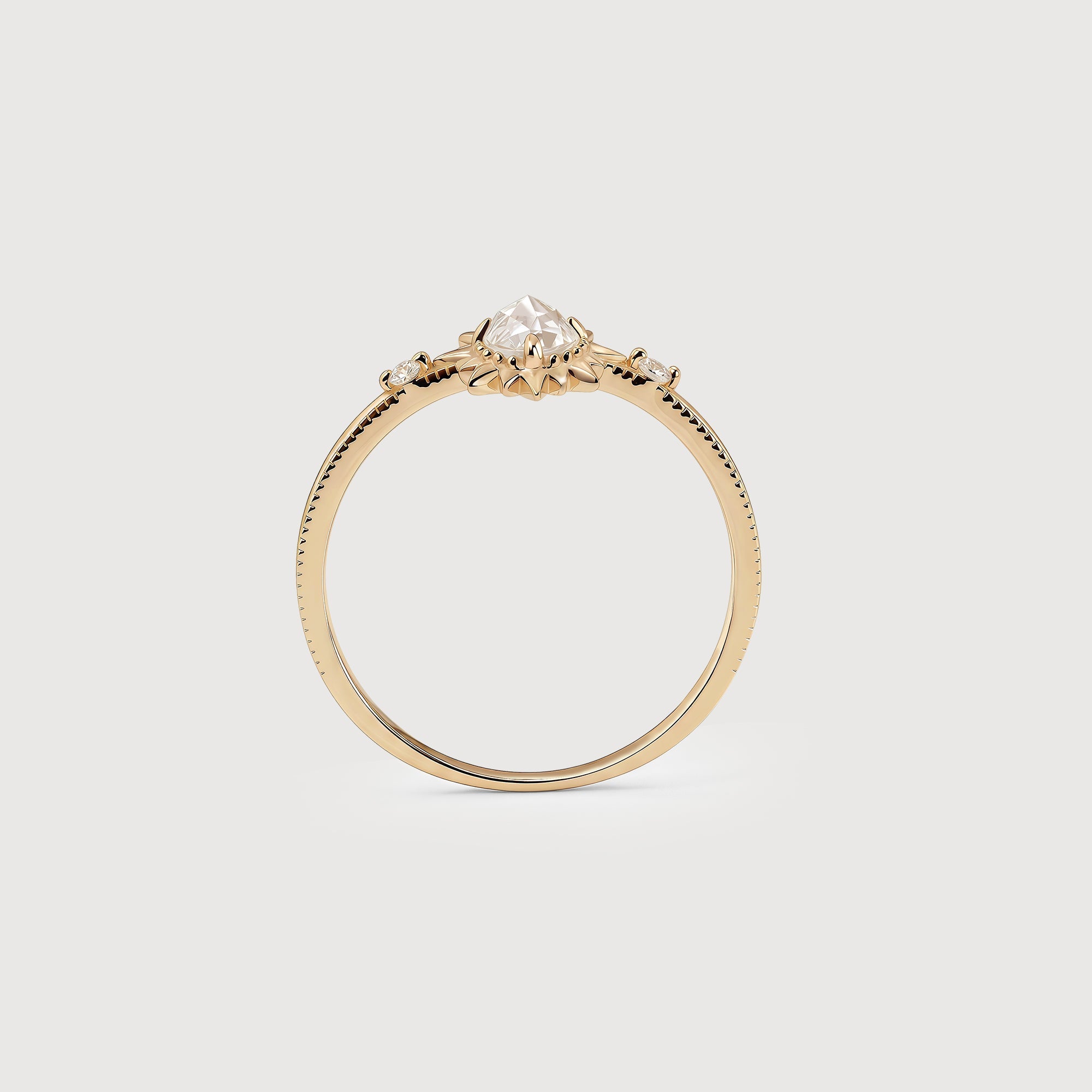 White Crystal Sunburst Gold-Plated S925 Ring