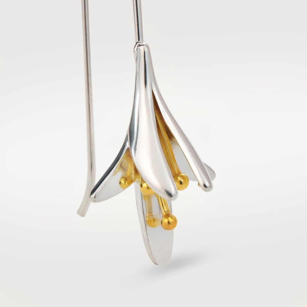 Two-Tone Lily Fishhook Drop Earrings