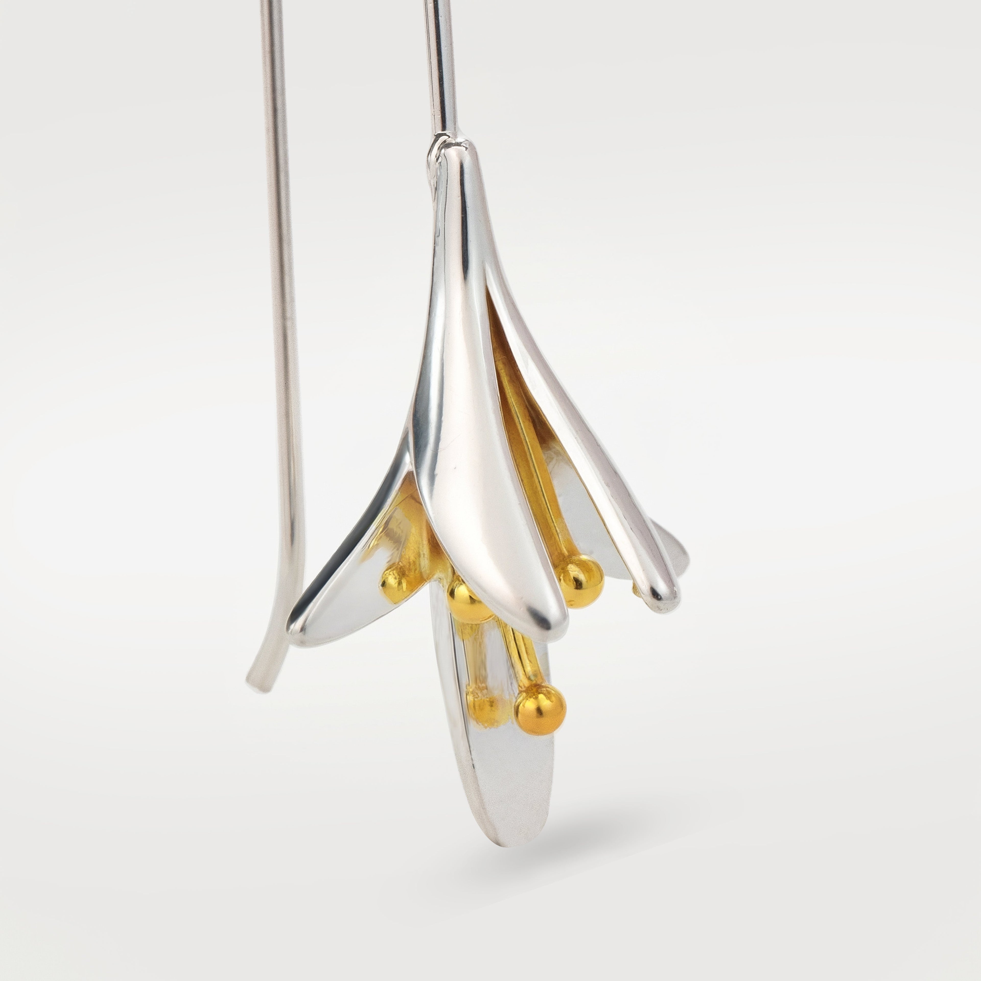 Two-Tone Lily Fishhook Drop Earrings