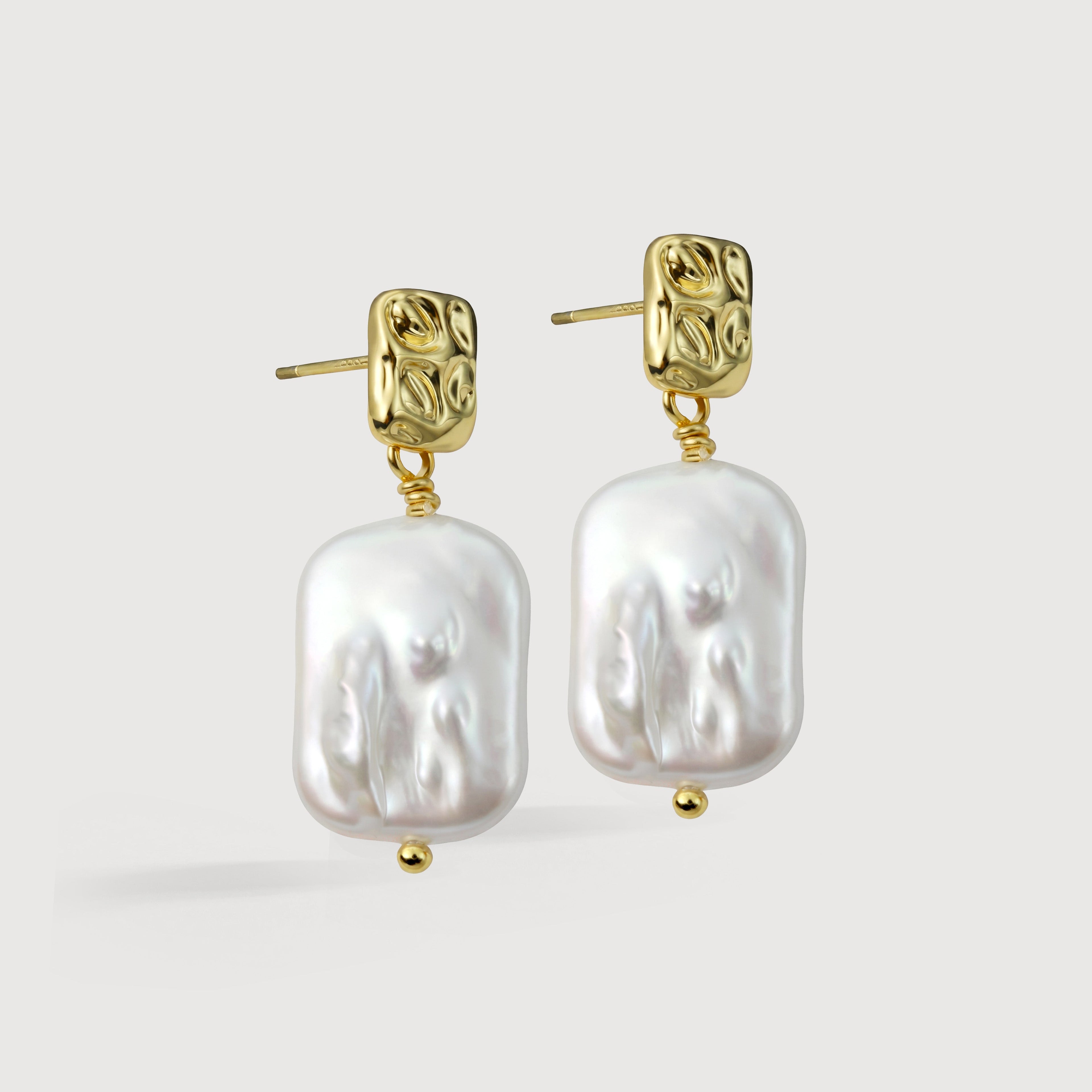 Gold Baroque Pearl Drop Earrings