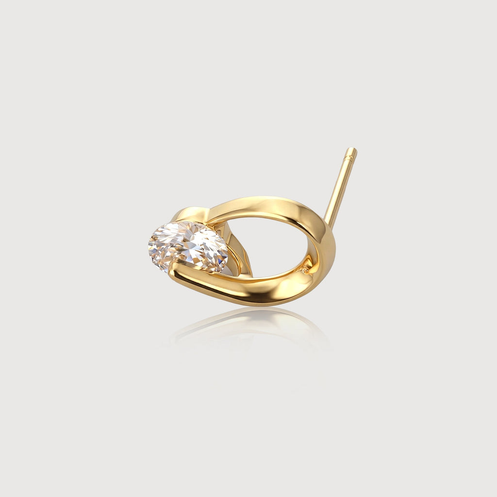 18K Gold-Plated Sterling Silver Loop Stone Studs