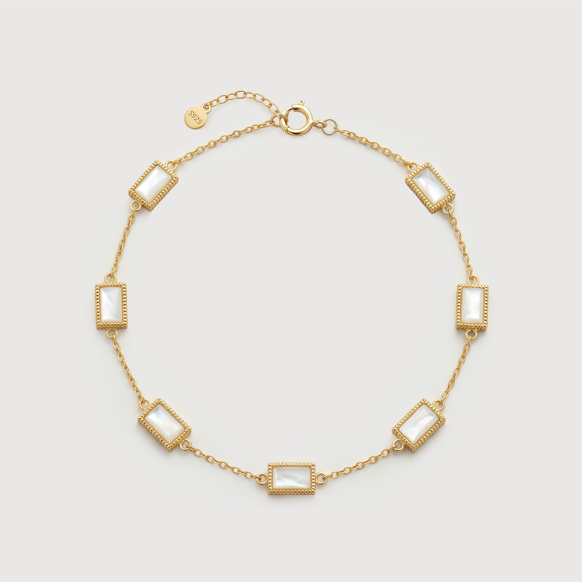 Gold-Tone S925 Silver Rectangular Inlay Bracelet