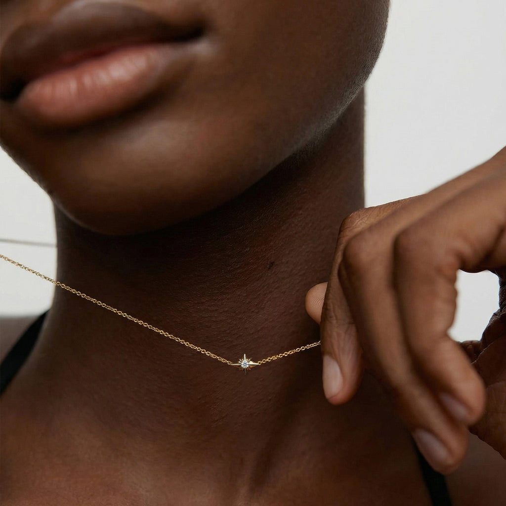 Gold-Plated S925 Starburst Accent Necklace