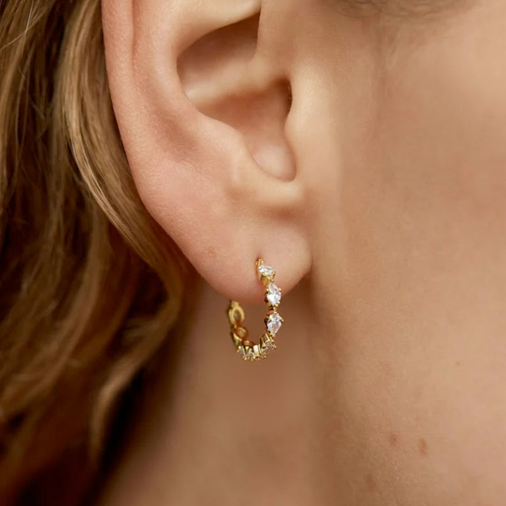 Graduated Marquise Zircon Hoop Earrings