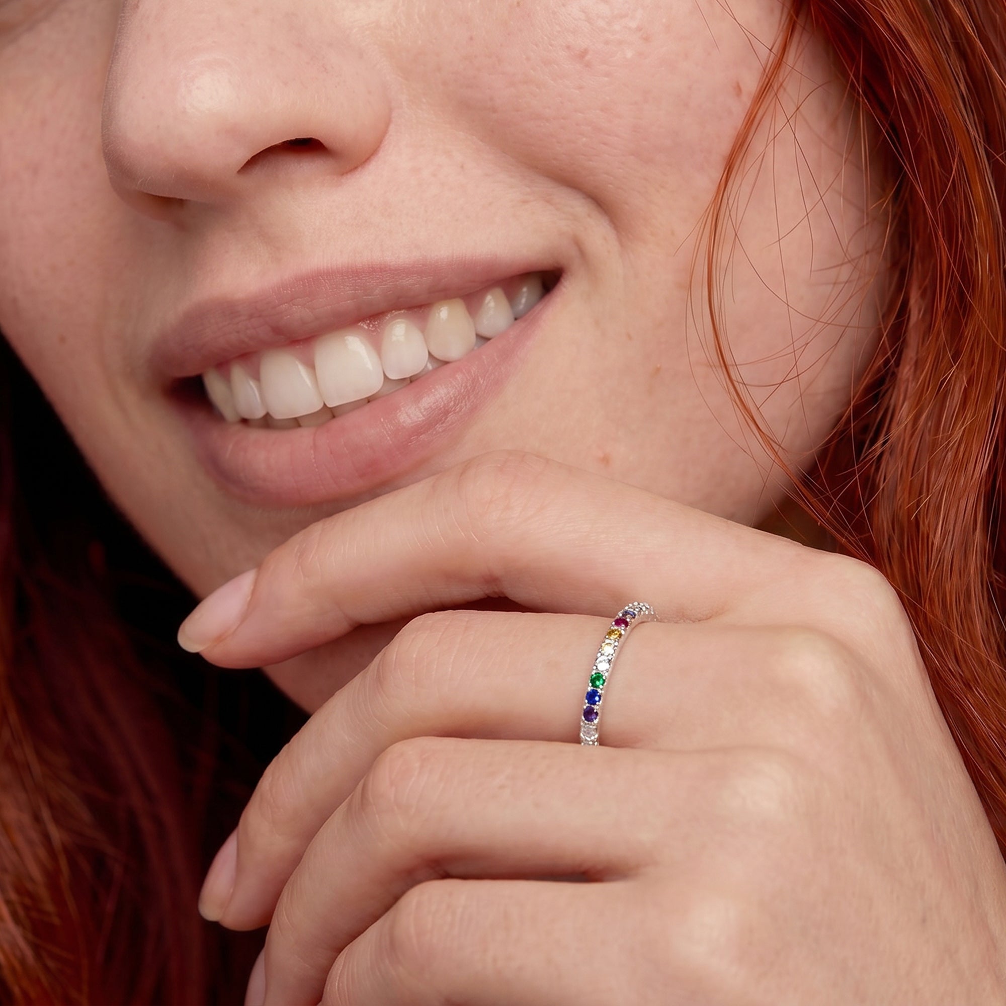 Multicolor CZ 18K Gold-Plated S999 Ring