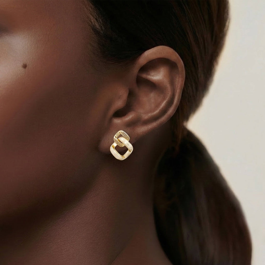 Interlocking Square Accent Stud Earrings