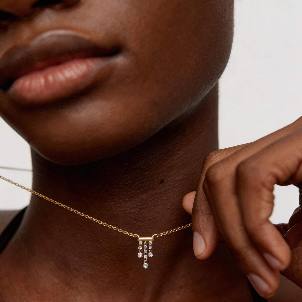 Crystal Cascade Sterling Silver Necklace