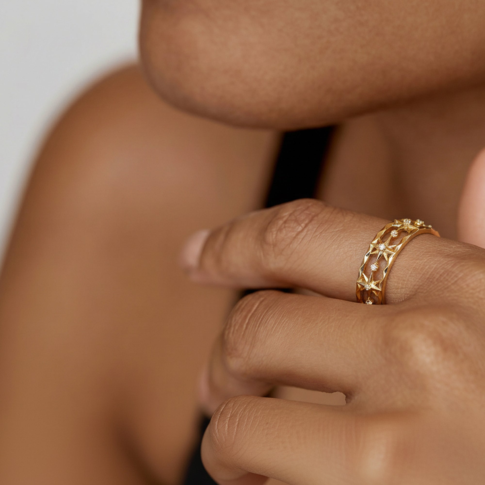 18K Gold-Plated S925 Openwork Star Ring