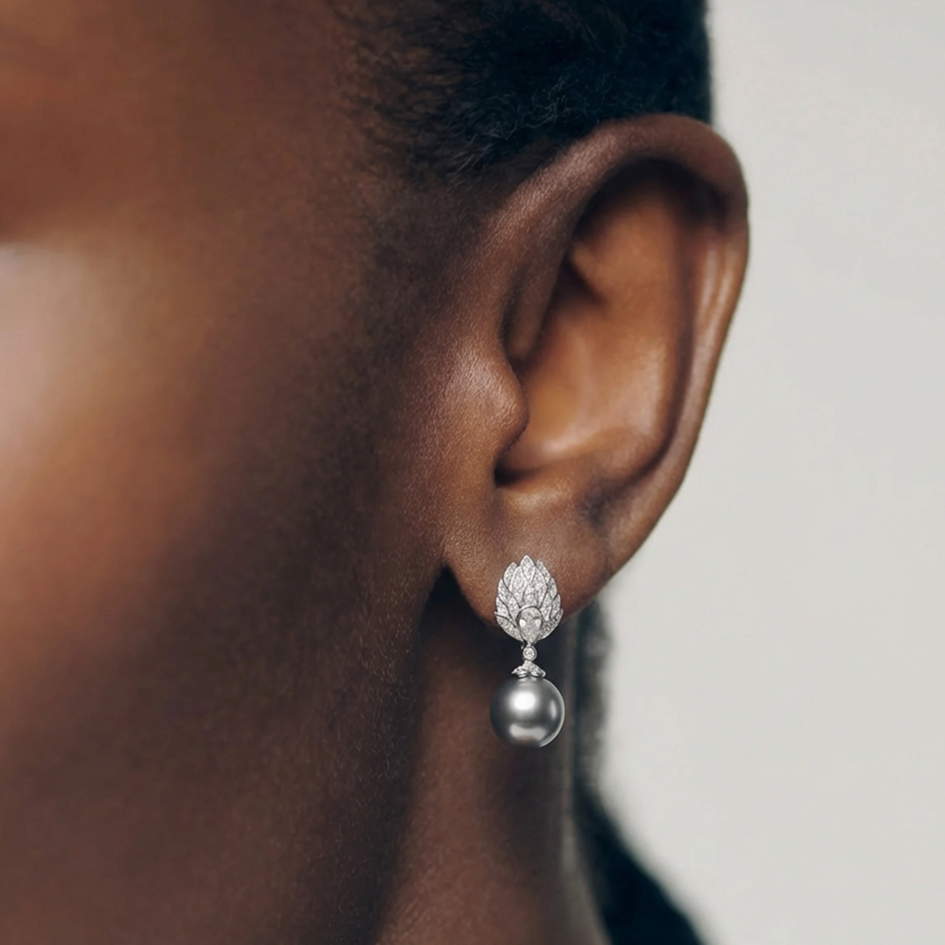 Silver-Tone Pearl Scroll Drop Earrings