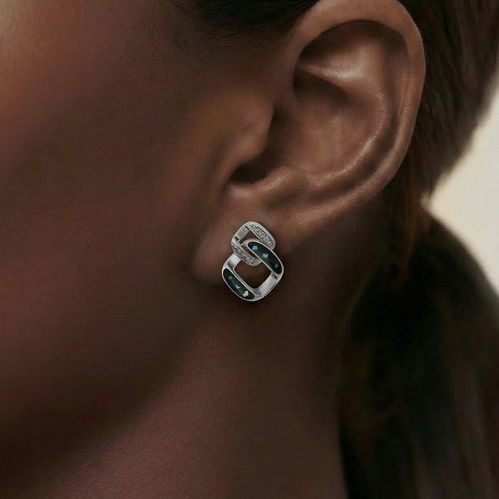 Interlocking Square Accent Stud Earrings