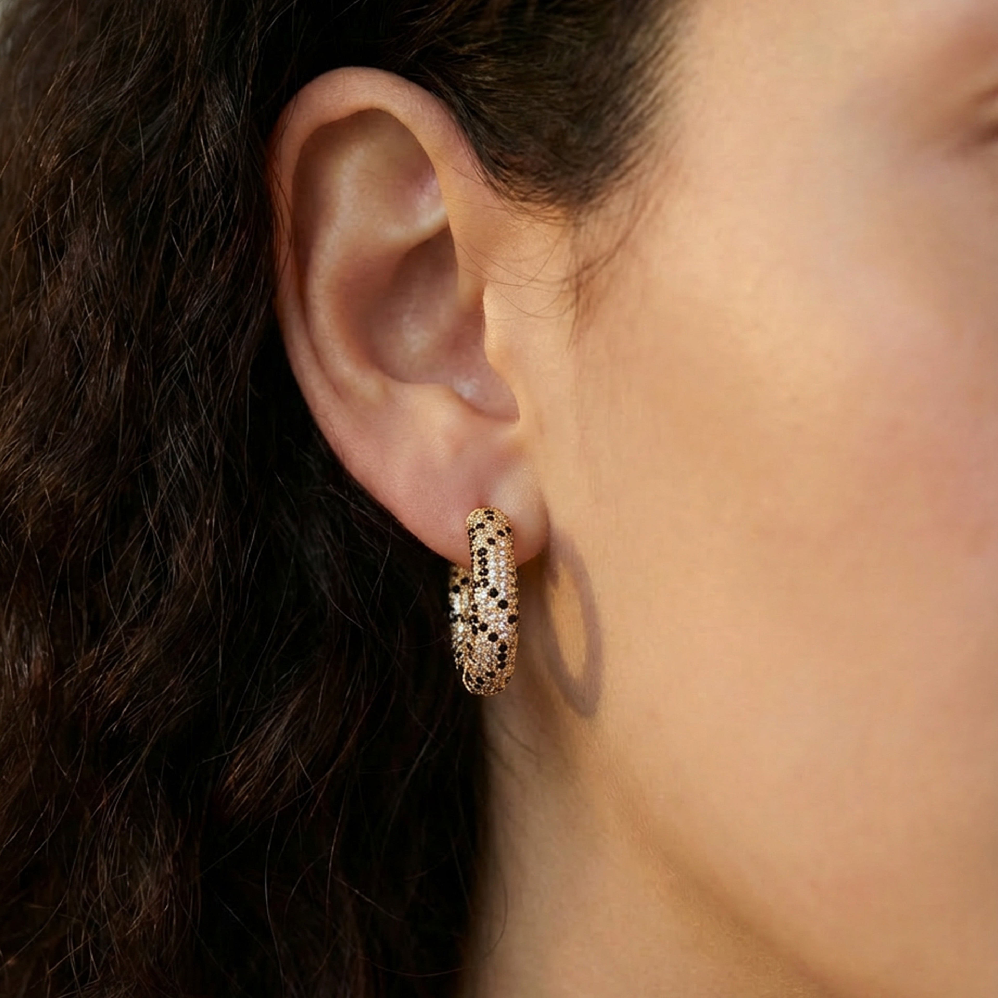 Pavé Leopard Pattern Hoop Earrings