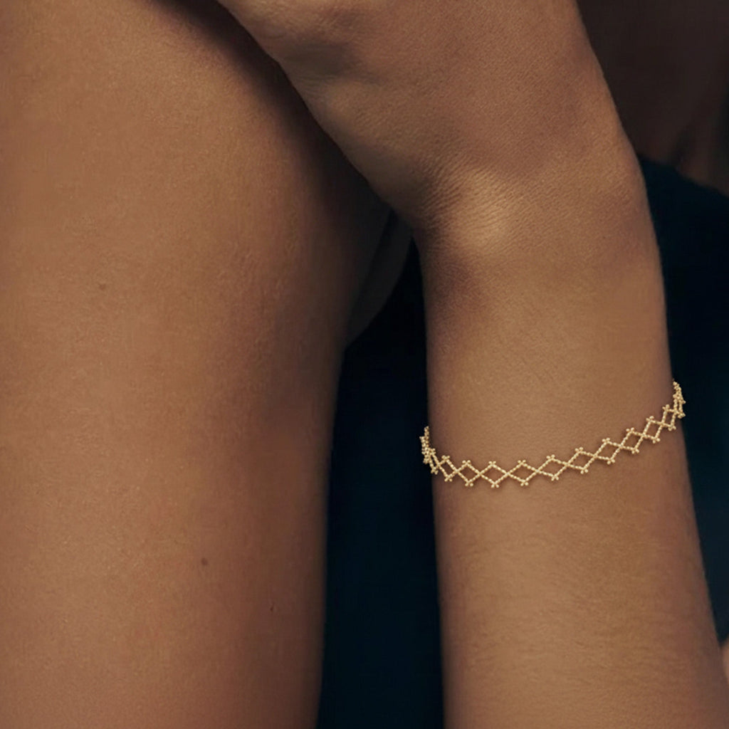 Gold-Tone Sterling Silver Lattice Bracelet
