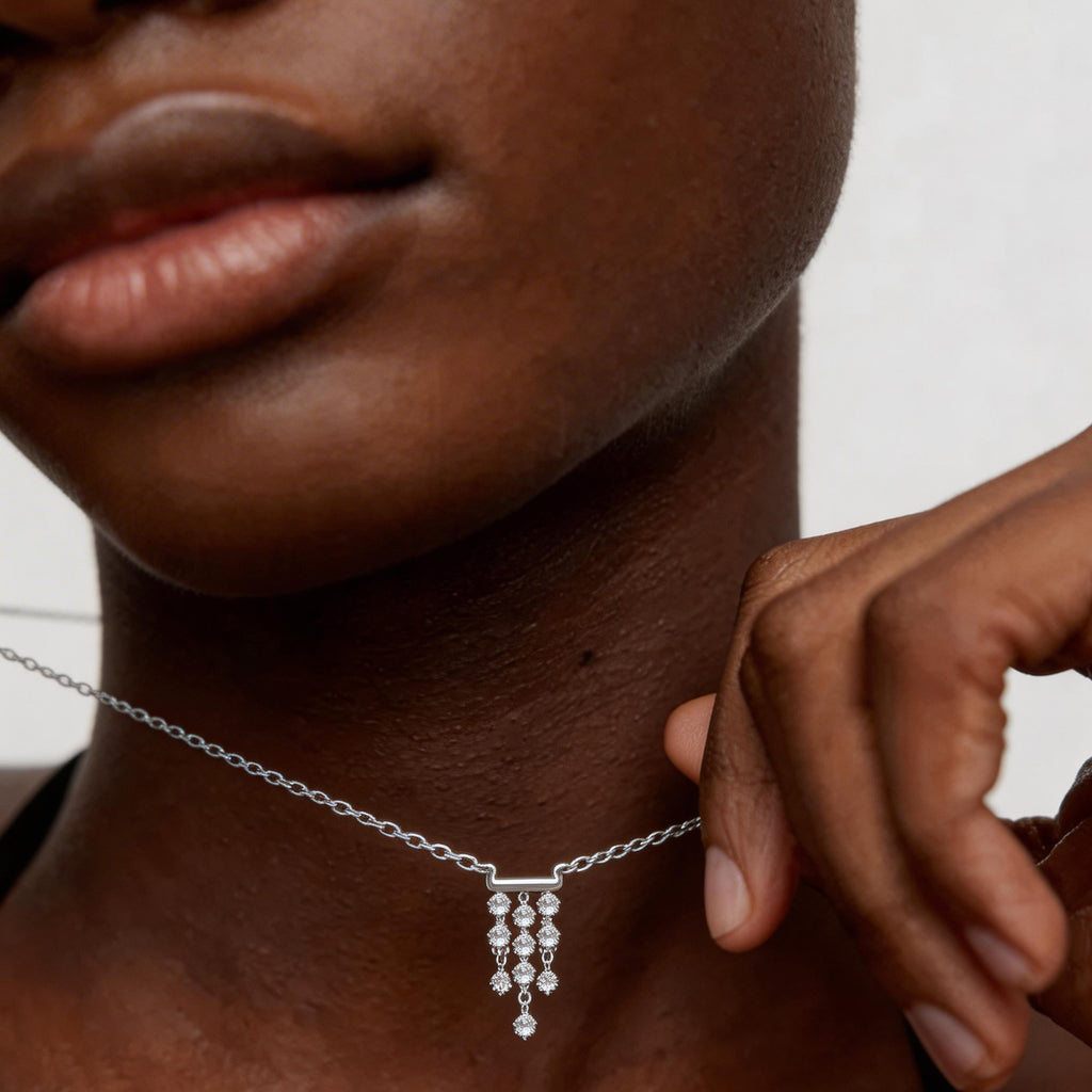 Crystal Cascade Sterling Silver Necklace