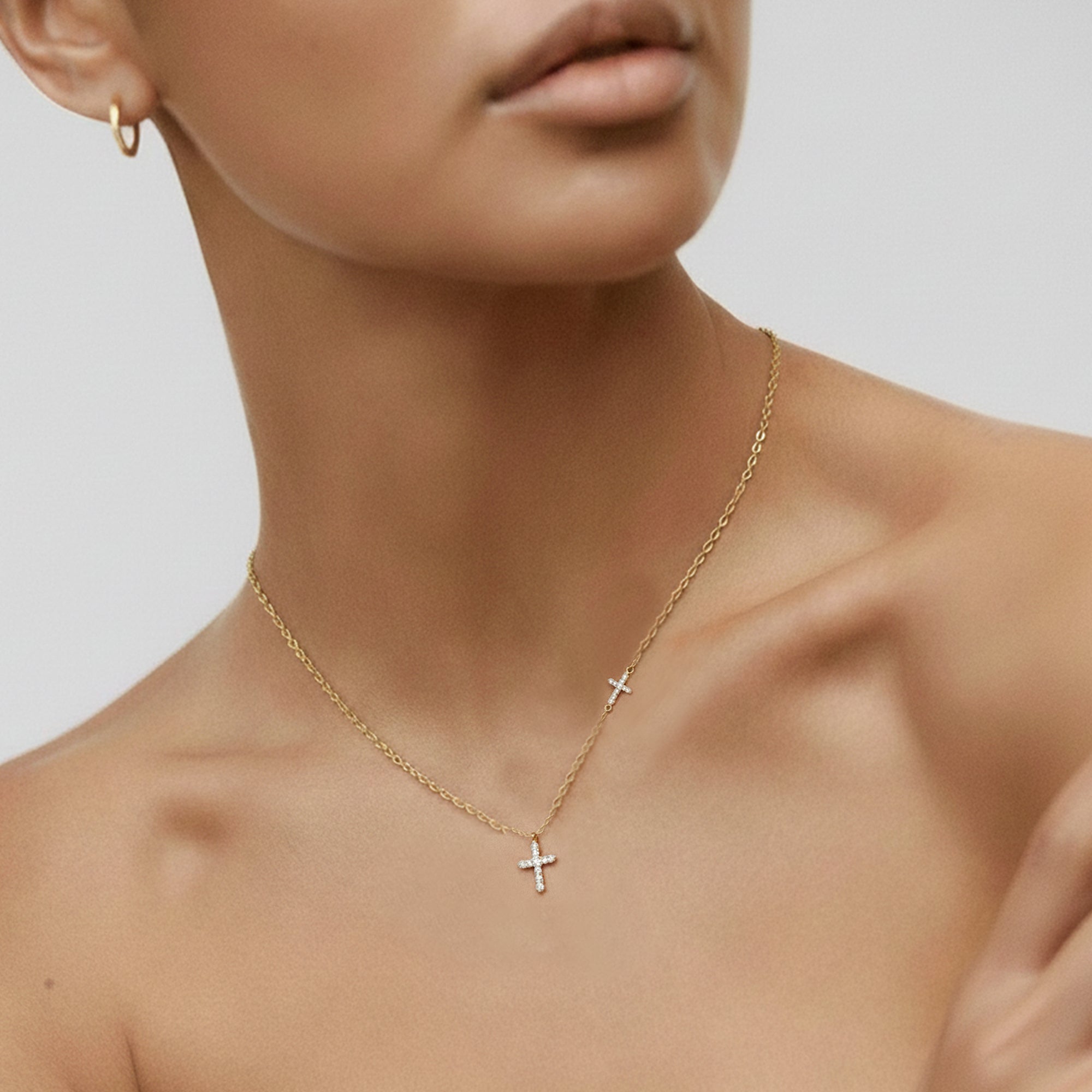 18K Gold-Plated Double Cross Necklace