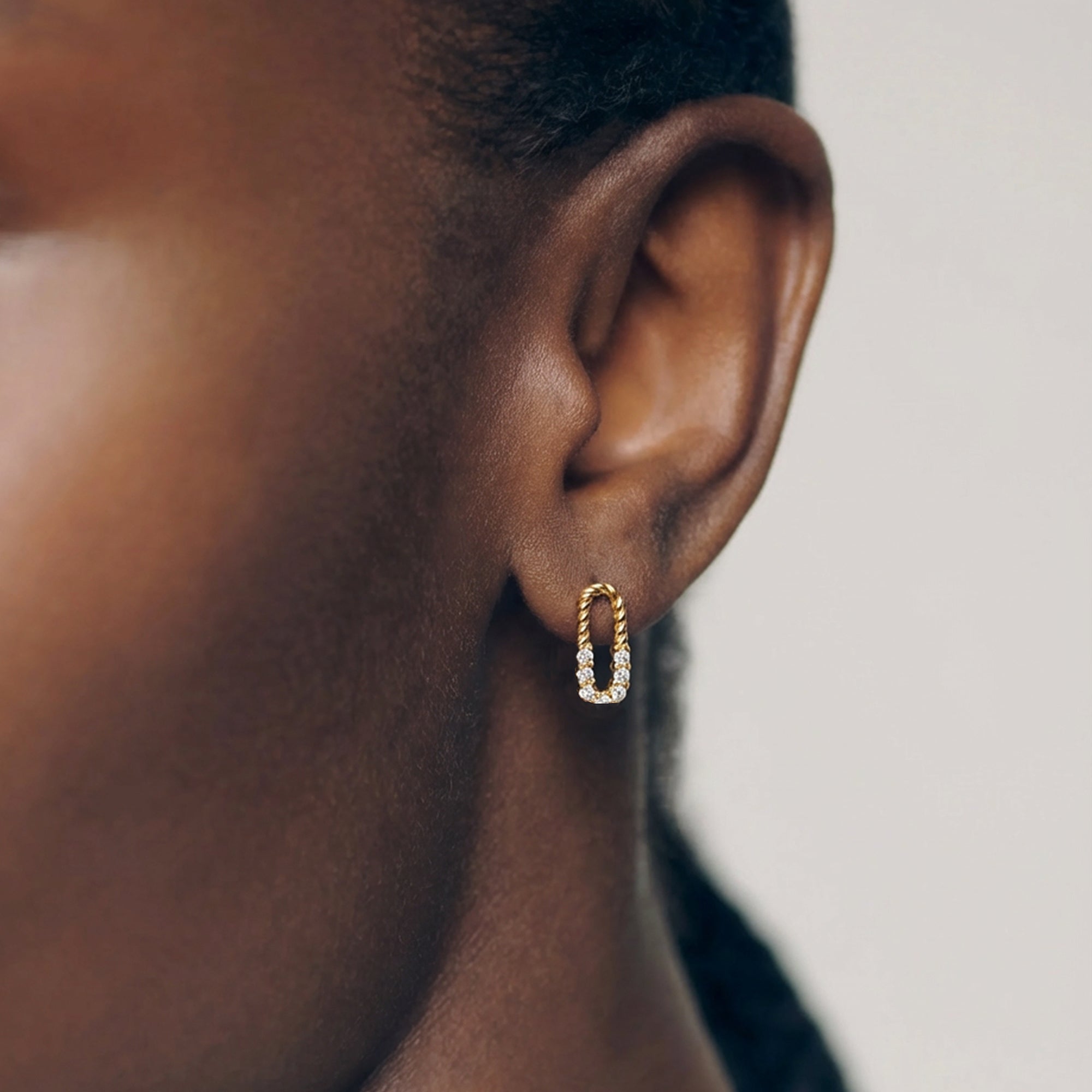 Twisted Oval Clear Stone Sterling Silver Studs