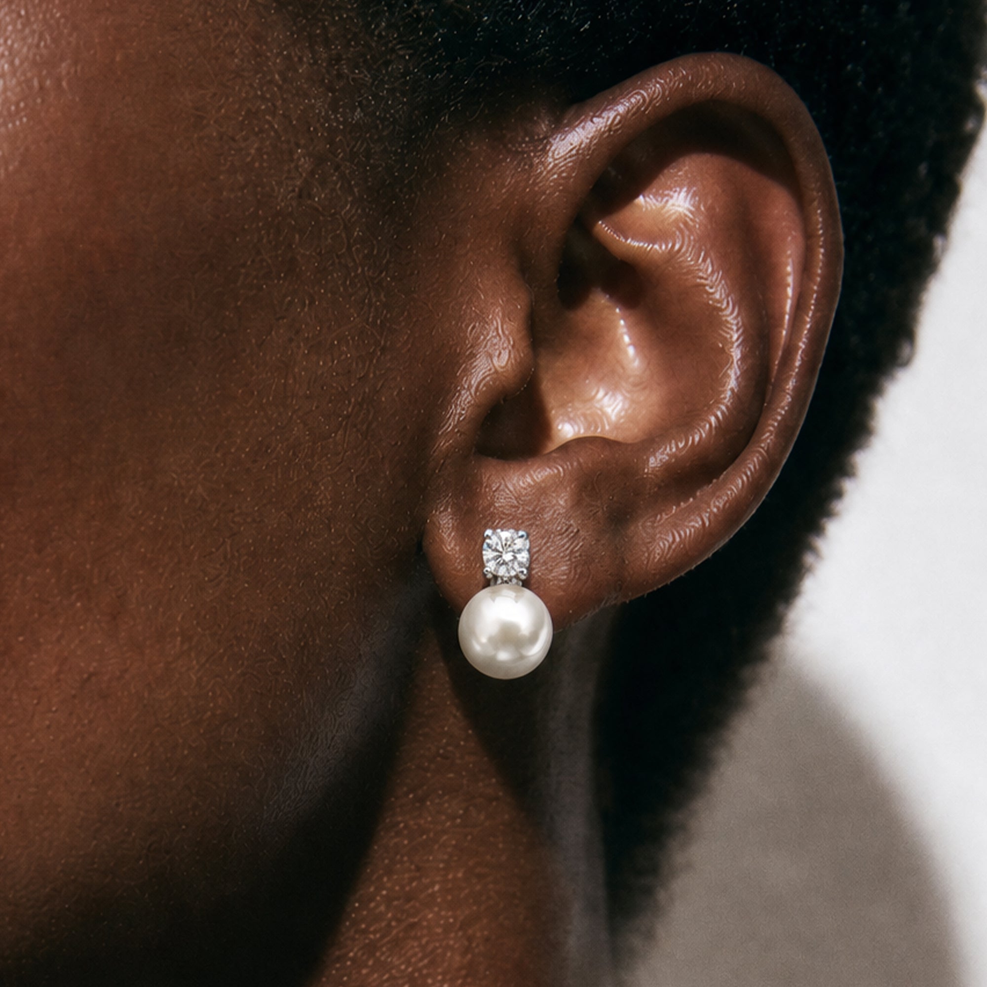 Zircon Pearl Drop Stud Earrings