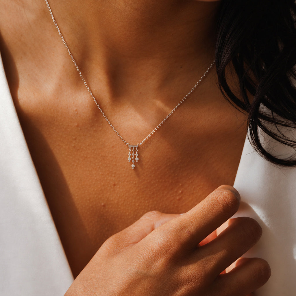 Crystal Cascade Sterling Silver Necklace