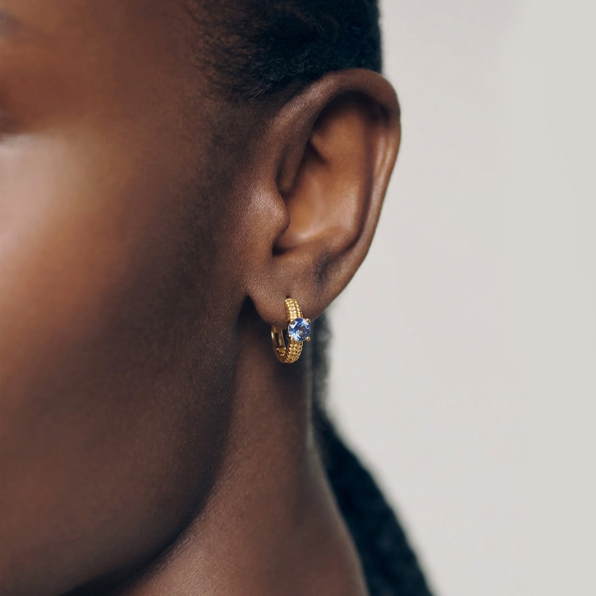 Blue Zircon S925 Huggie Earrings