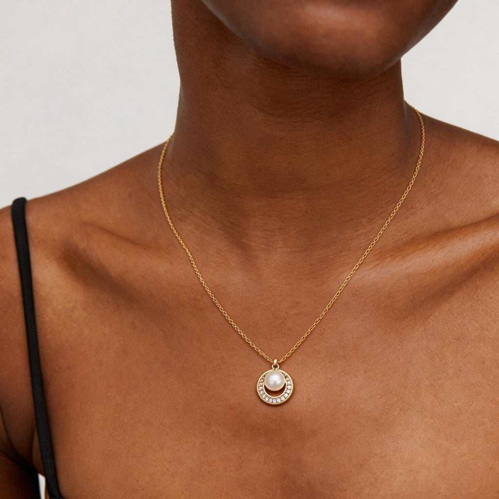 Pearl Crescent 18K Gold-Plated Silver Necklace