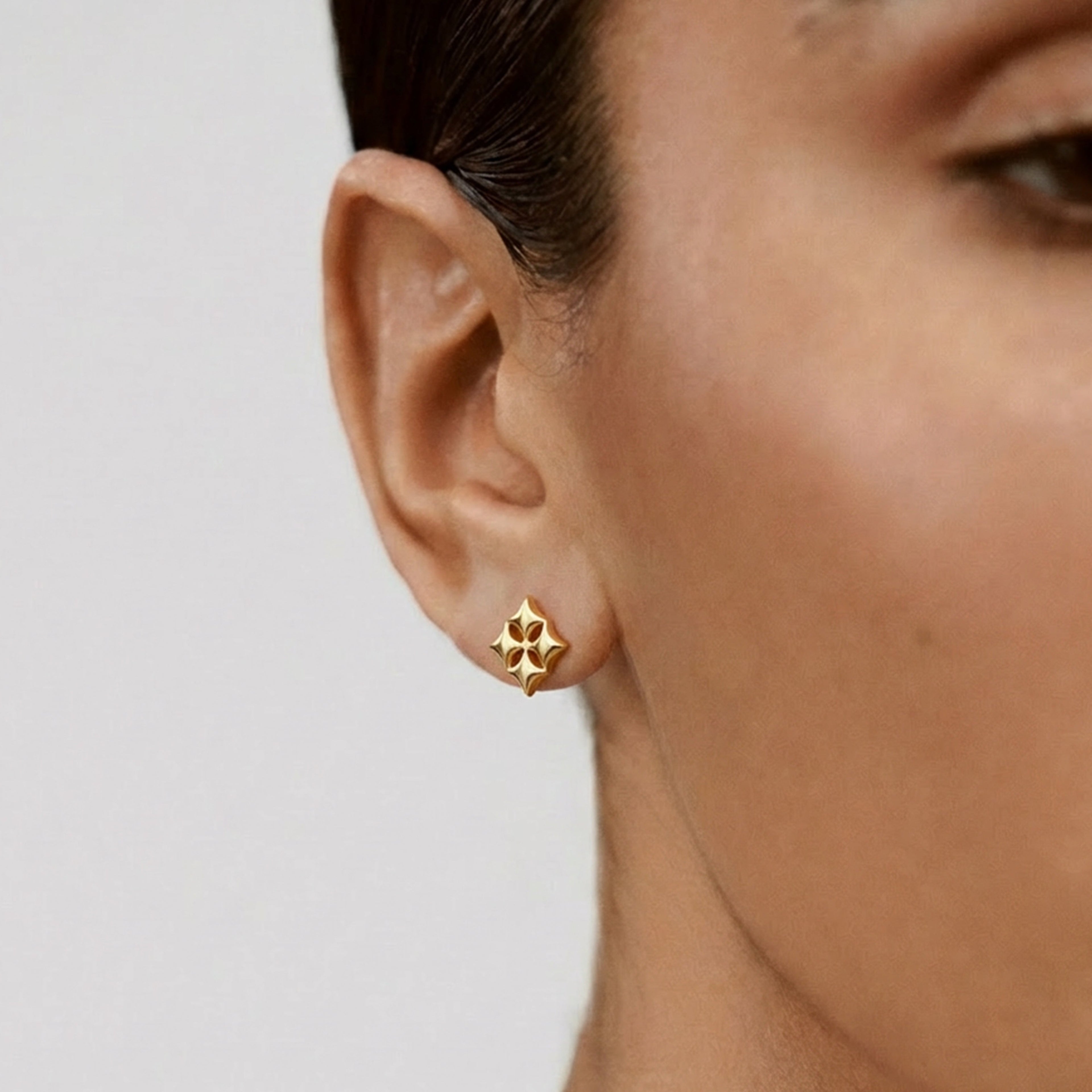 Floral Star Sterling Silver Stud Earrings