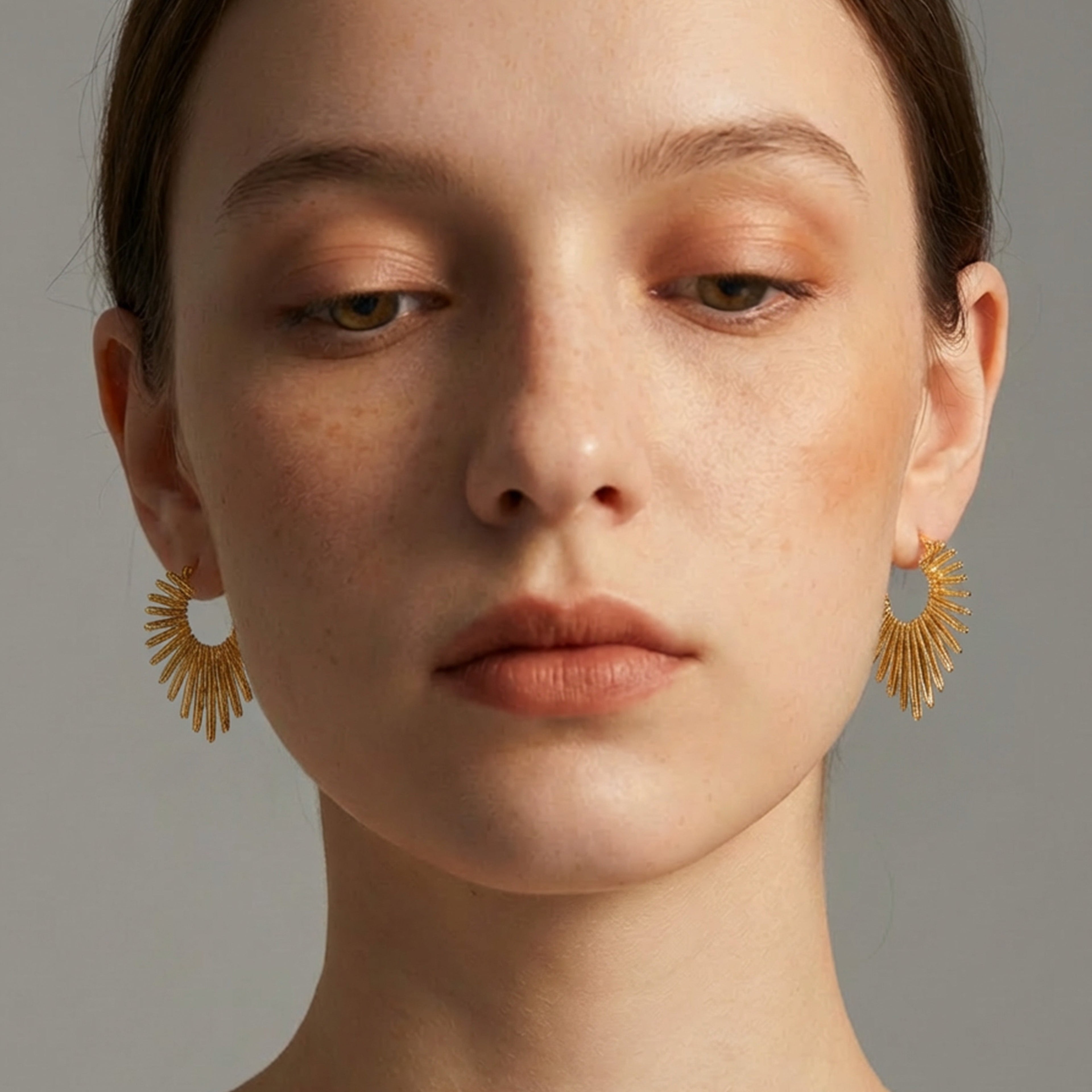 Textured Sunburst Hoop Earrings