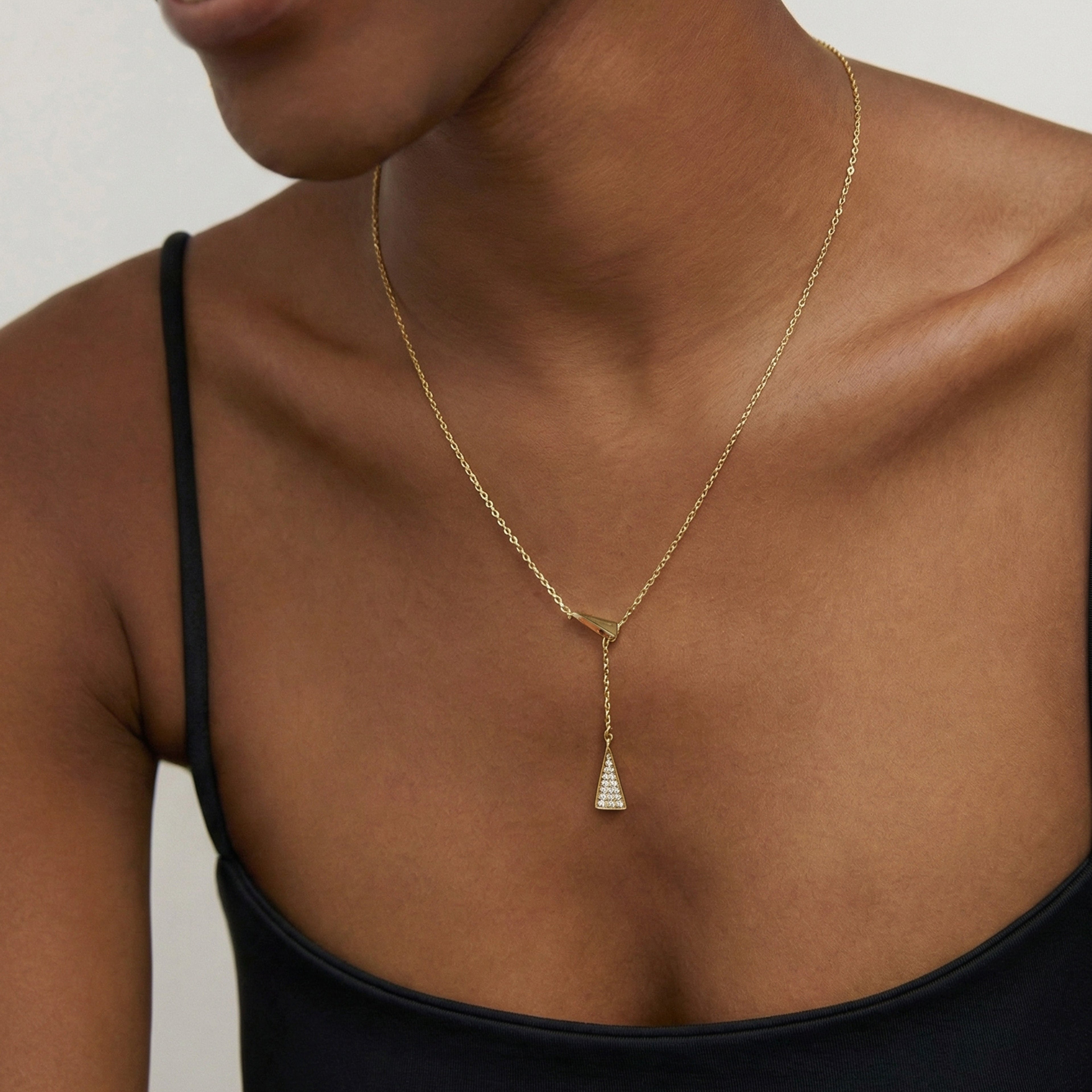 14K Gold-Plated Y-Drop Triangle Necklace