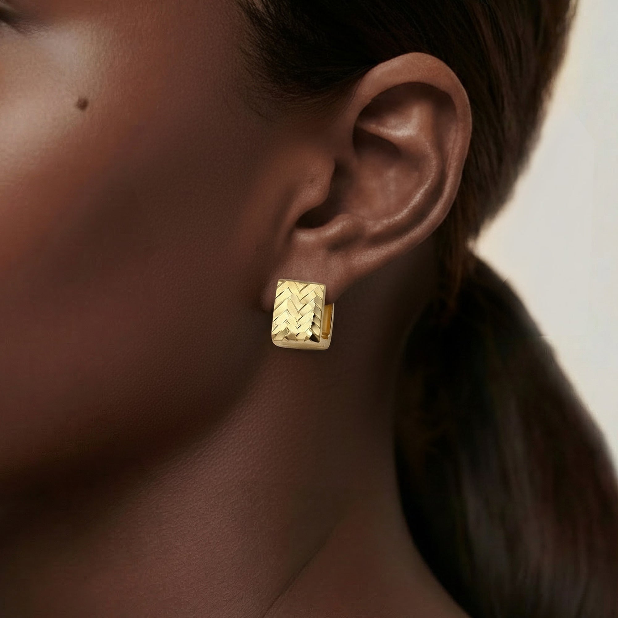 Woven Texture Rectangular Huggie Earrings