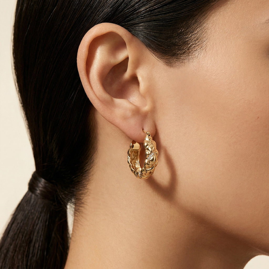18K Gold-Plated Braided Hoop Earrings