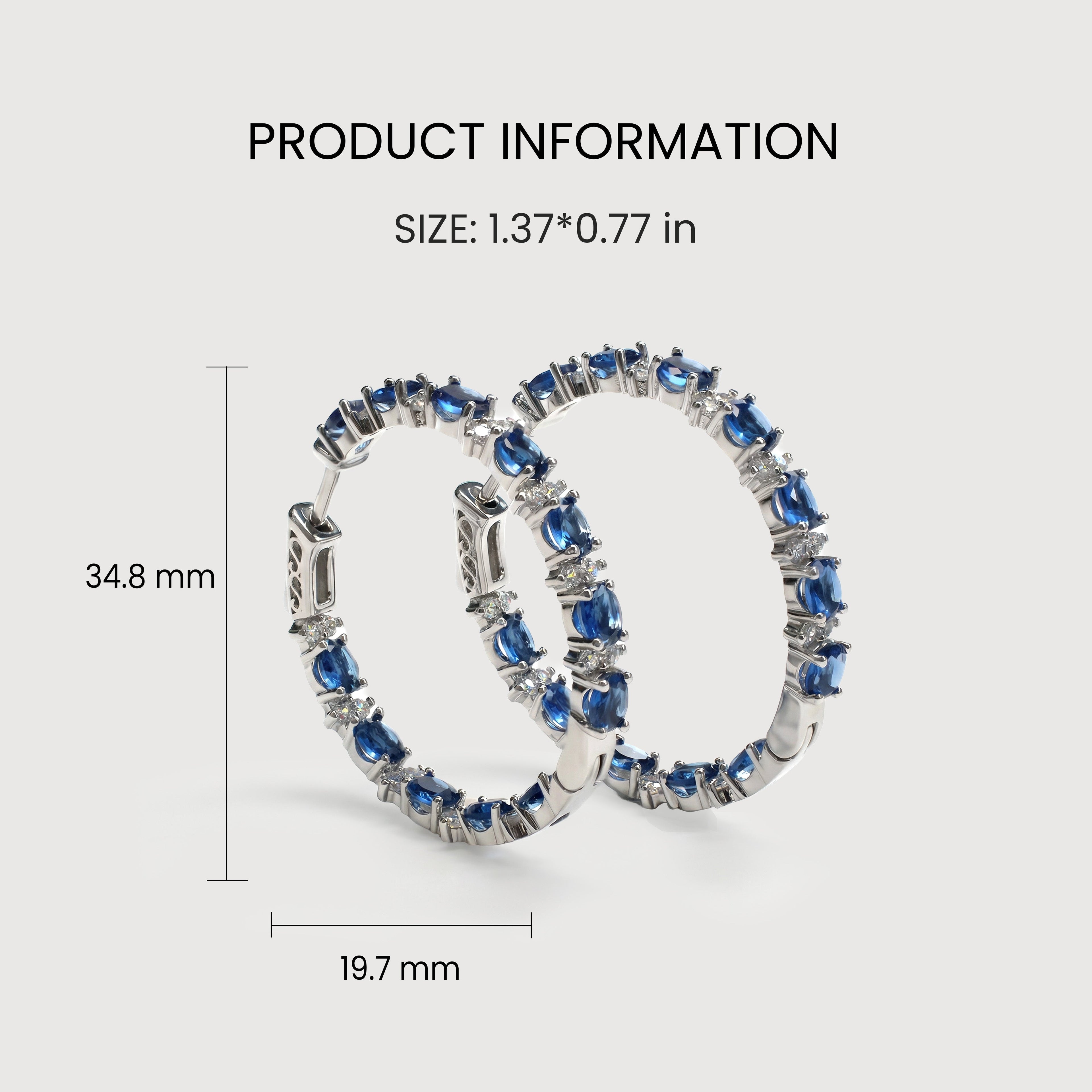 Blue Zircon Silver-Tone Hoop Earrings