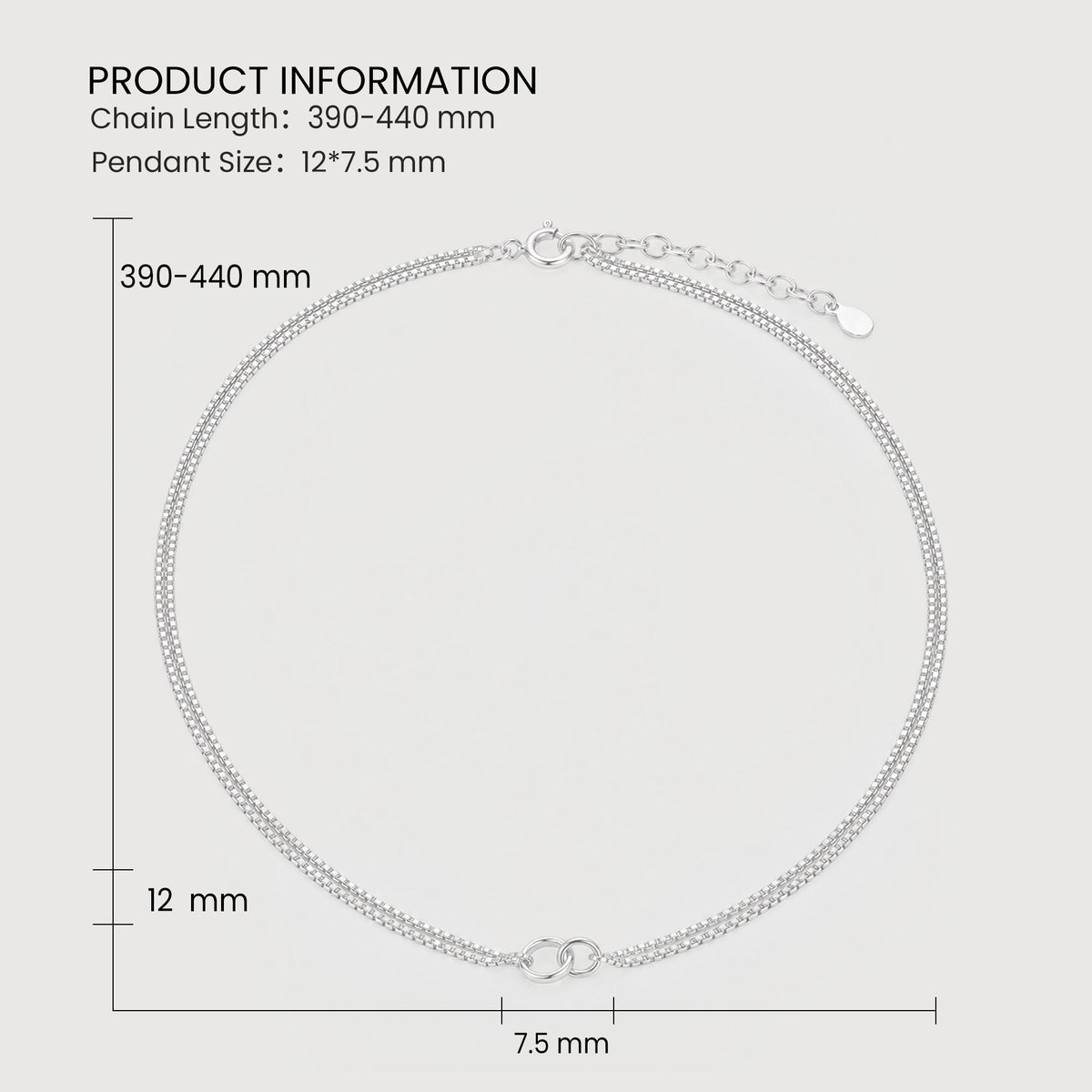 S925 Silver Interlocking Ring Necklace