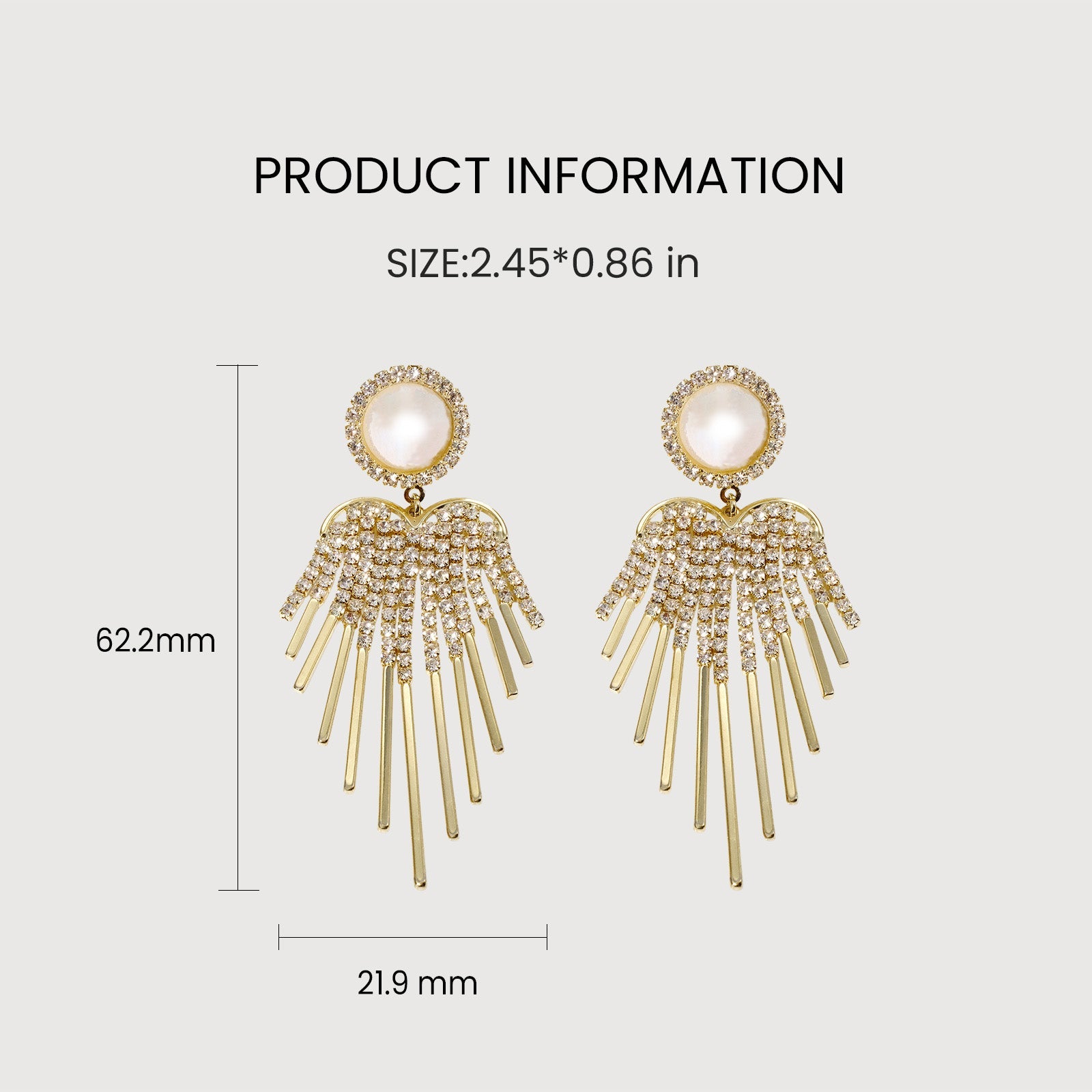 Pearlescent Zircon Wing Fringe Drop Earrings