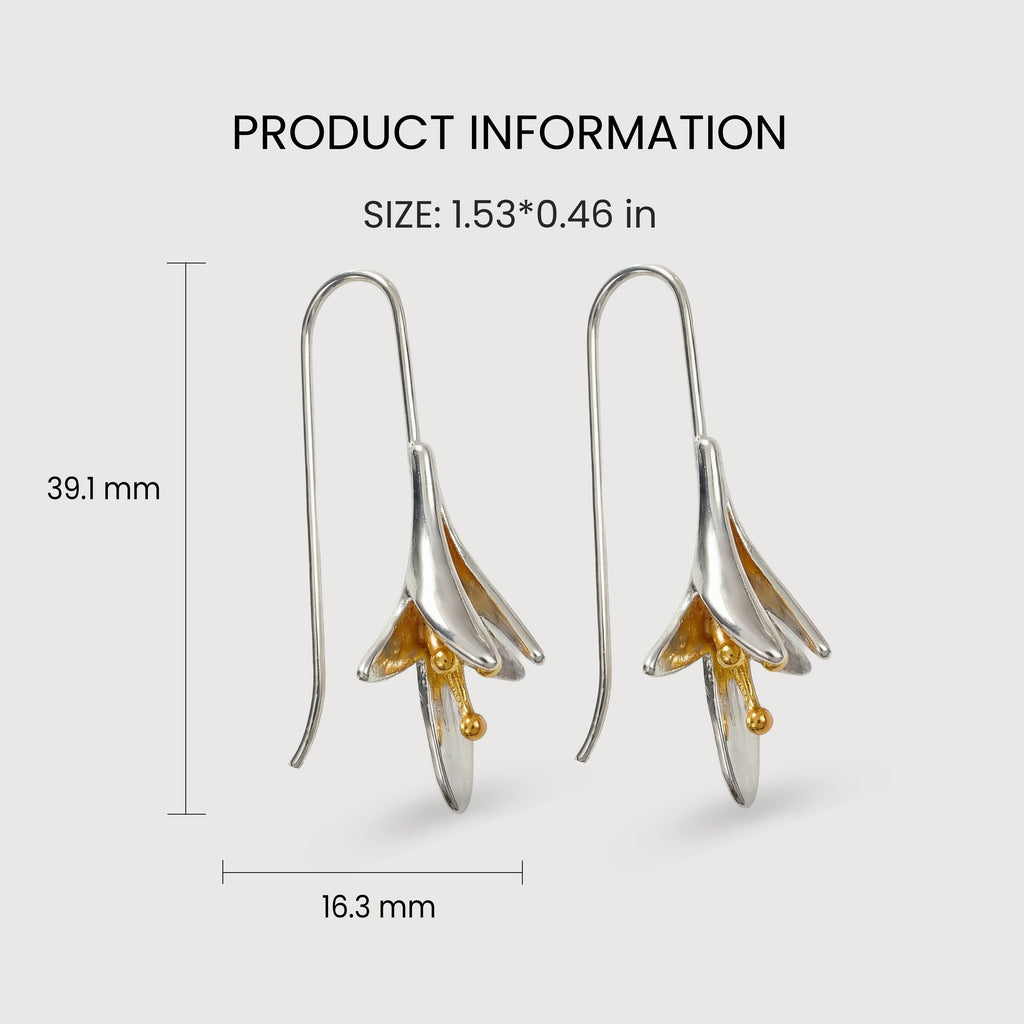 Two-Tone Lily Fishhook Drop Earrings